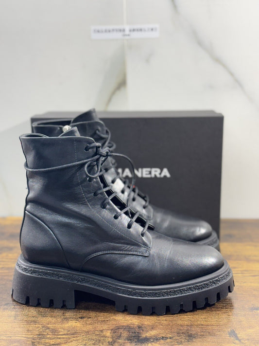 HALMANERA Biker Donna Rama Pelle Nero   Extra Light Casual Handmade Boot 38