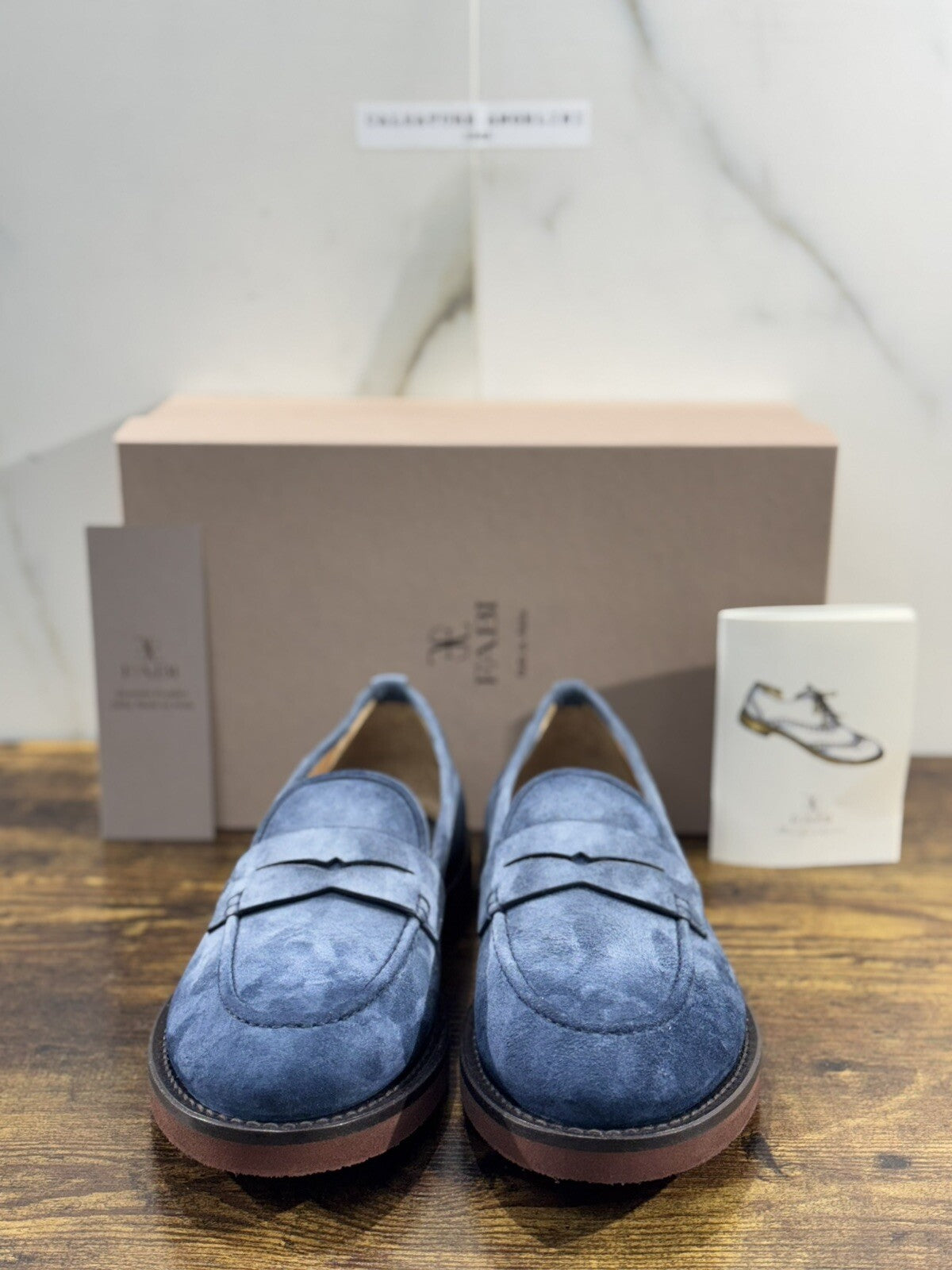 Fabi Mocassino  Uomo Pelle Blu Suede  Goodyear  Handmade Fabi Handmade Loafer 41
