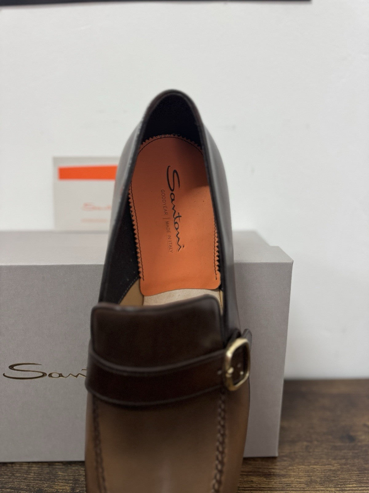 Santoni Mocassino Mono Buckle Goodyear Pelle Anticata Luxury Santoni Scarpa 44