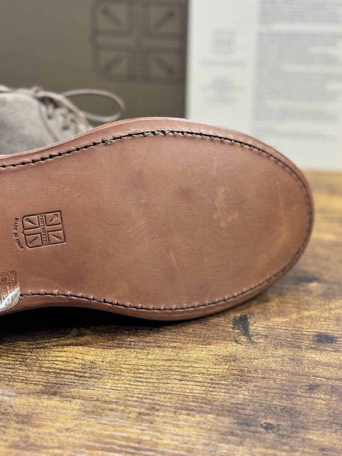 Pantanetti Polacchino Suede Tortora    Fondo Cuoio Handmade In Italy Uomo 44