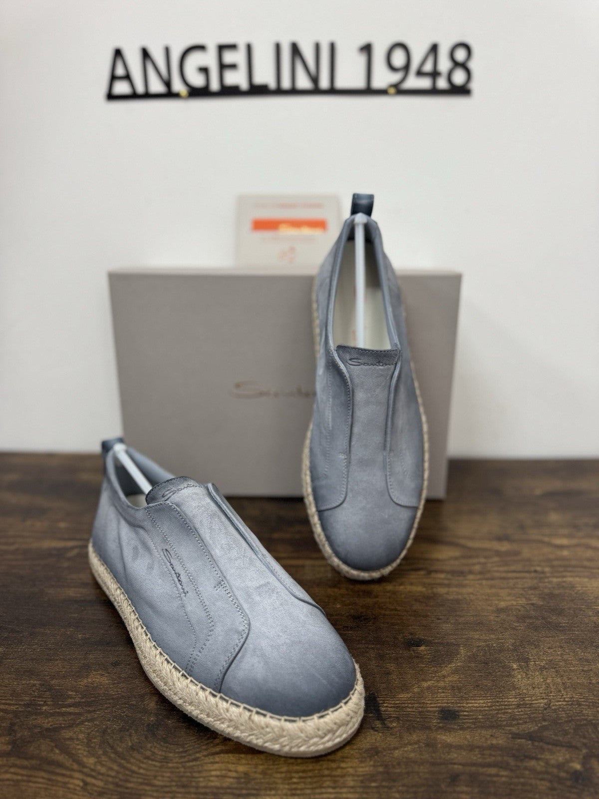 Santoni Slip On Suede Light Blue Casual Luxury Santoni Uomo 42,5
