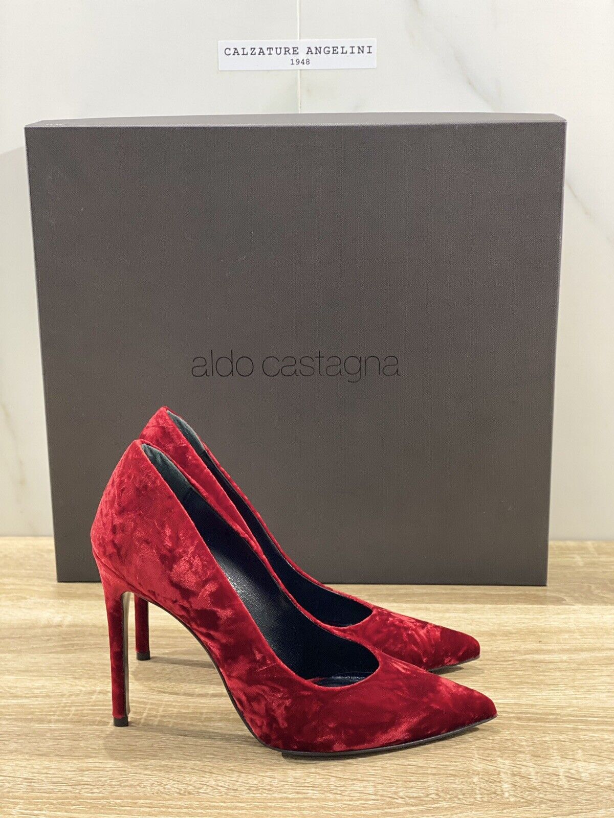 Aldo castagna décolleté hope in velluto rosso luxury shoes 37