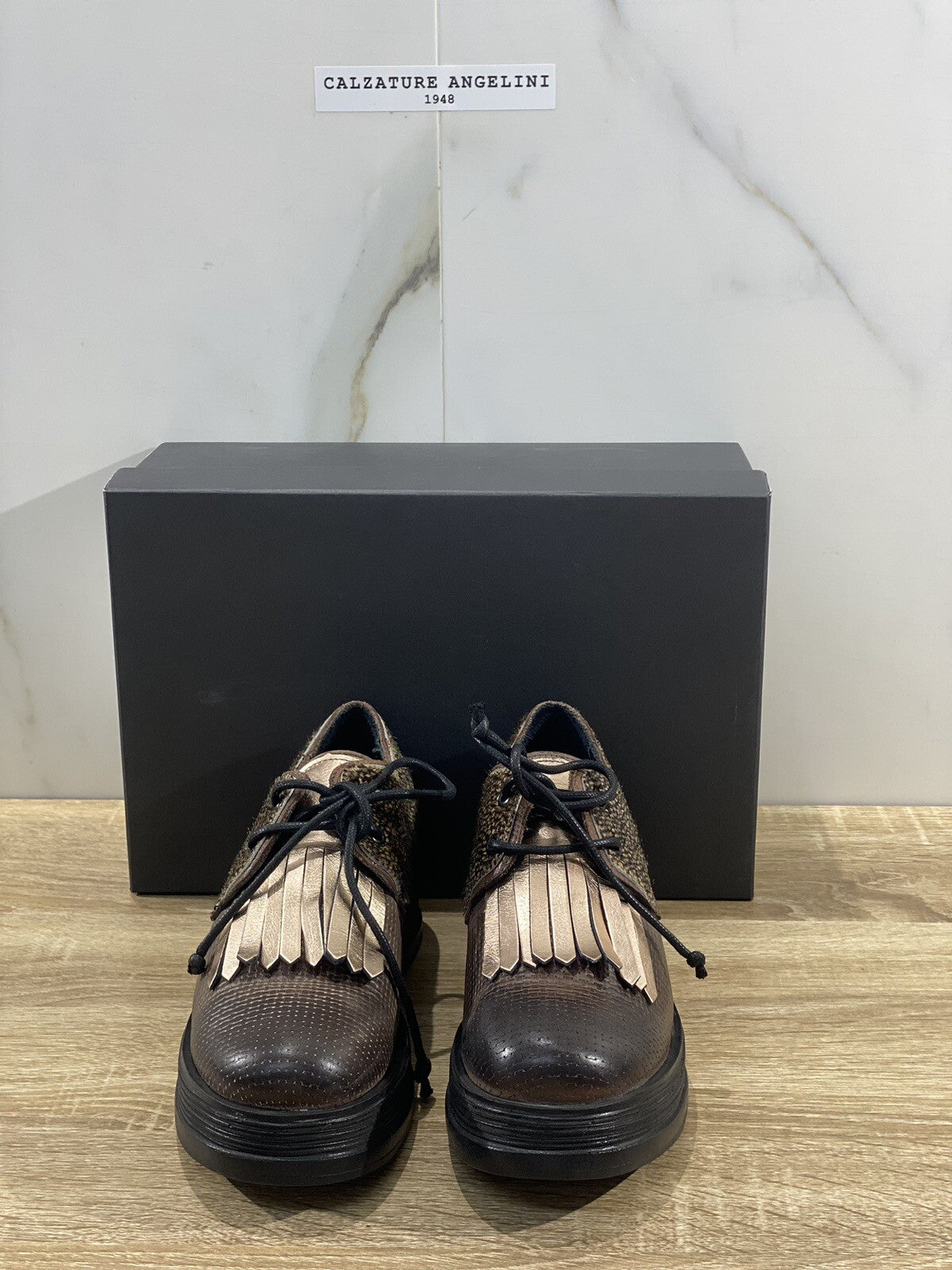 Duca D’ascalona Scarpa Donna Stringata Gertie Pelle Cuoio Handmade In Italy 37
