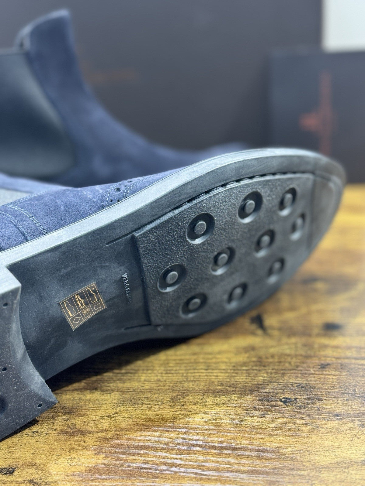 Rossano Bisconti Chelsea Boot Uomo Suede Blu Fully Made In Italy 44