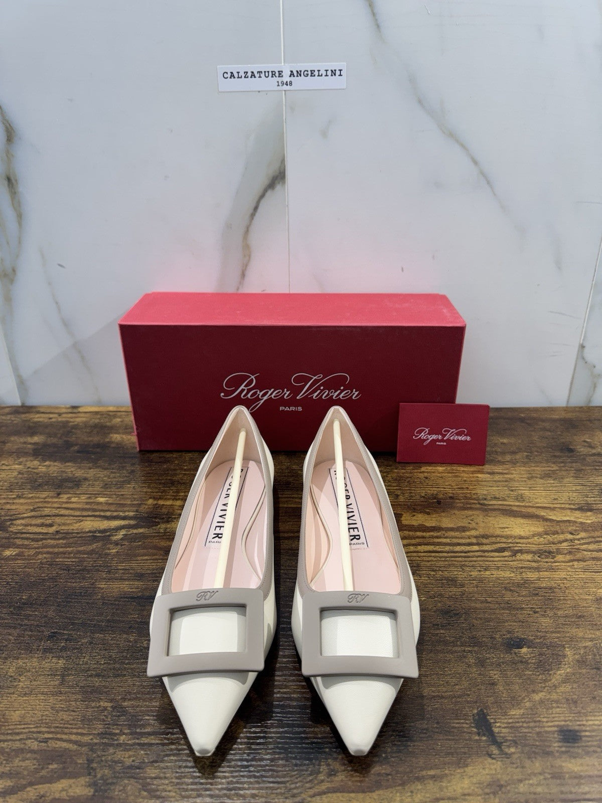 Roger Vivier Ballerina Gommettina Pelle Panna Luxury Donna 36.5