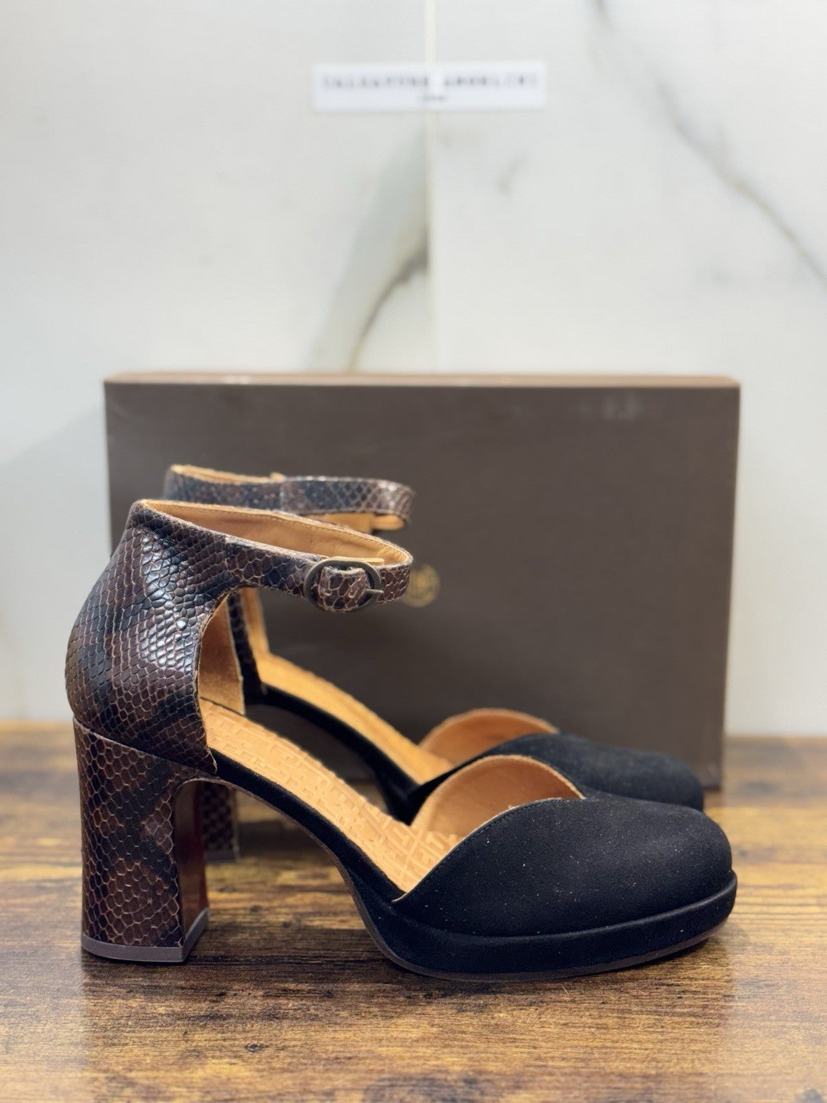 Chie Mihara Mary Jane  Suede  Pelle Nero Con Tacco Donna 41