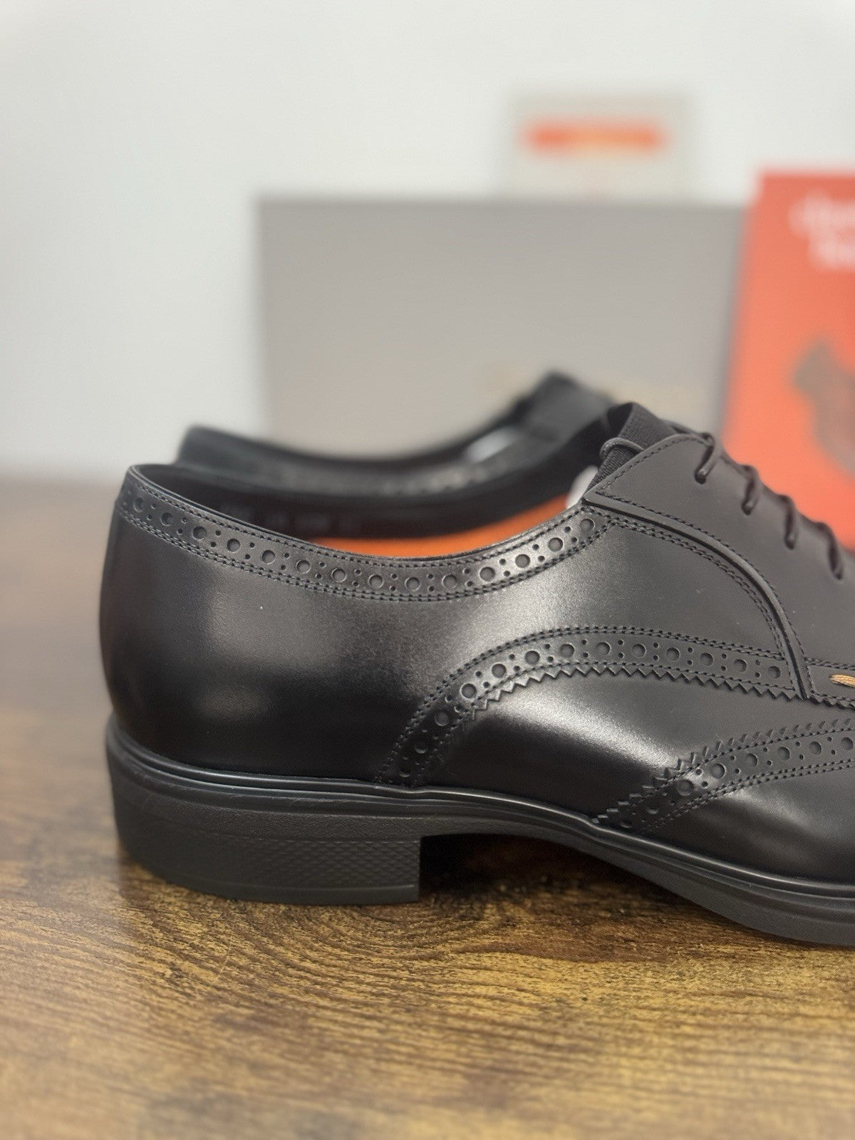 Santoni Stringata Derby Easy On Pelle Nero  Luxury Santoni Scarpa Uomo 44