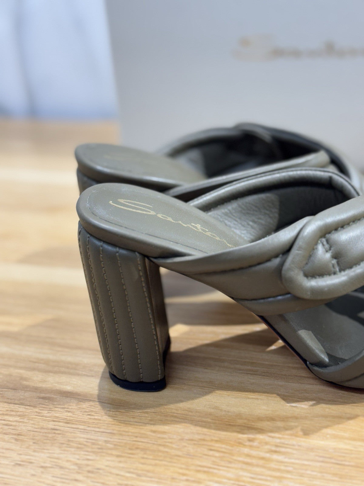 Santoni Sandalo Donna Pelle Verdone Con Tacco Luxury Santoni Sandalo Donna 36