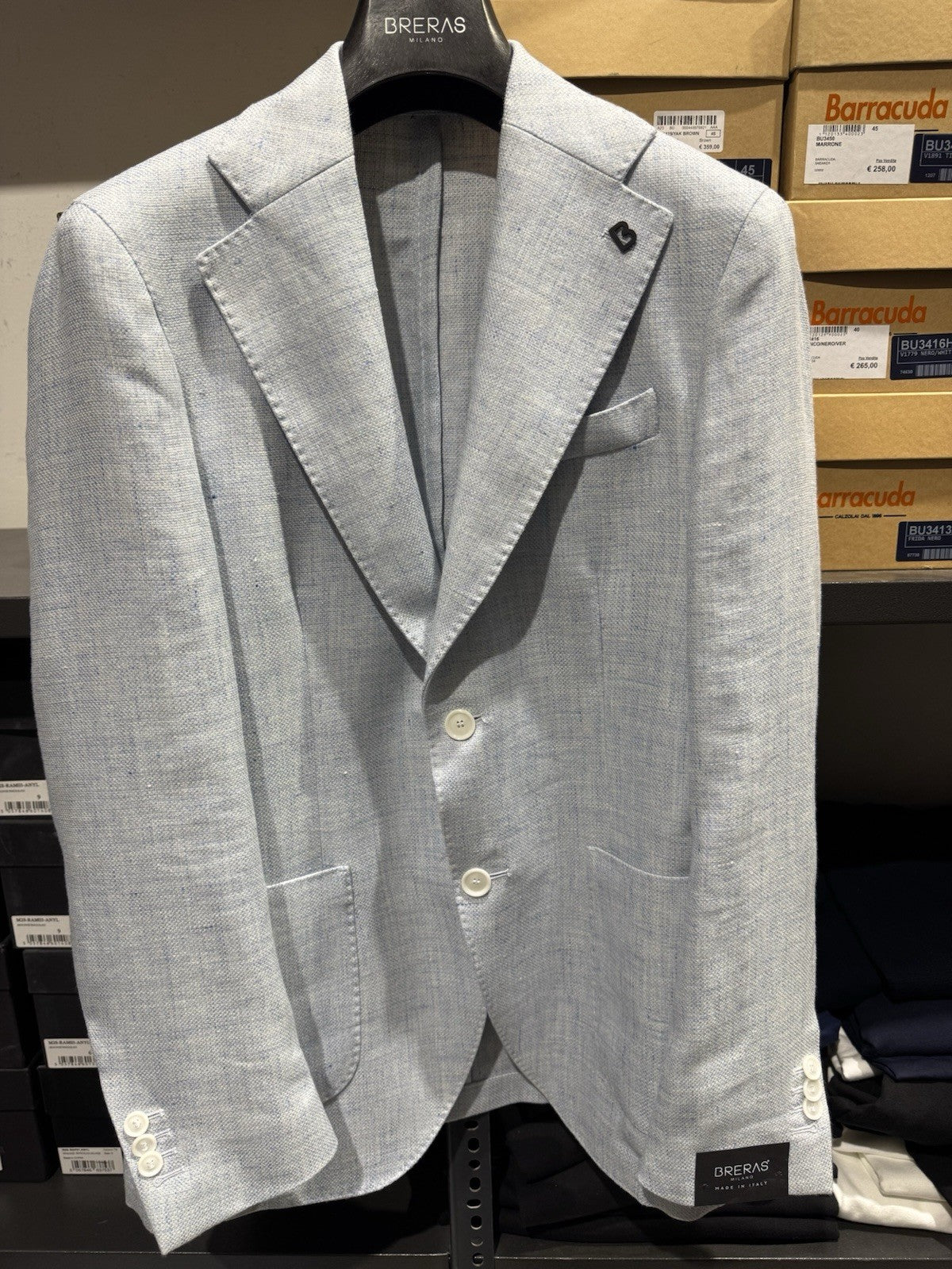 Breras Milano Giacca 2 Bottoni Business  Light Blue Made In Italy Uomo 46