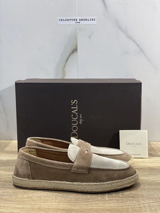 Doucal’s Mocassino Uomo Reale Suede Coloniale Fondo Gomma Luxury Men  40