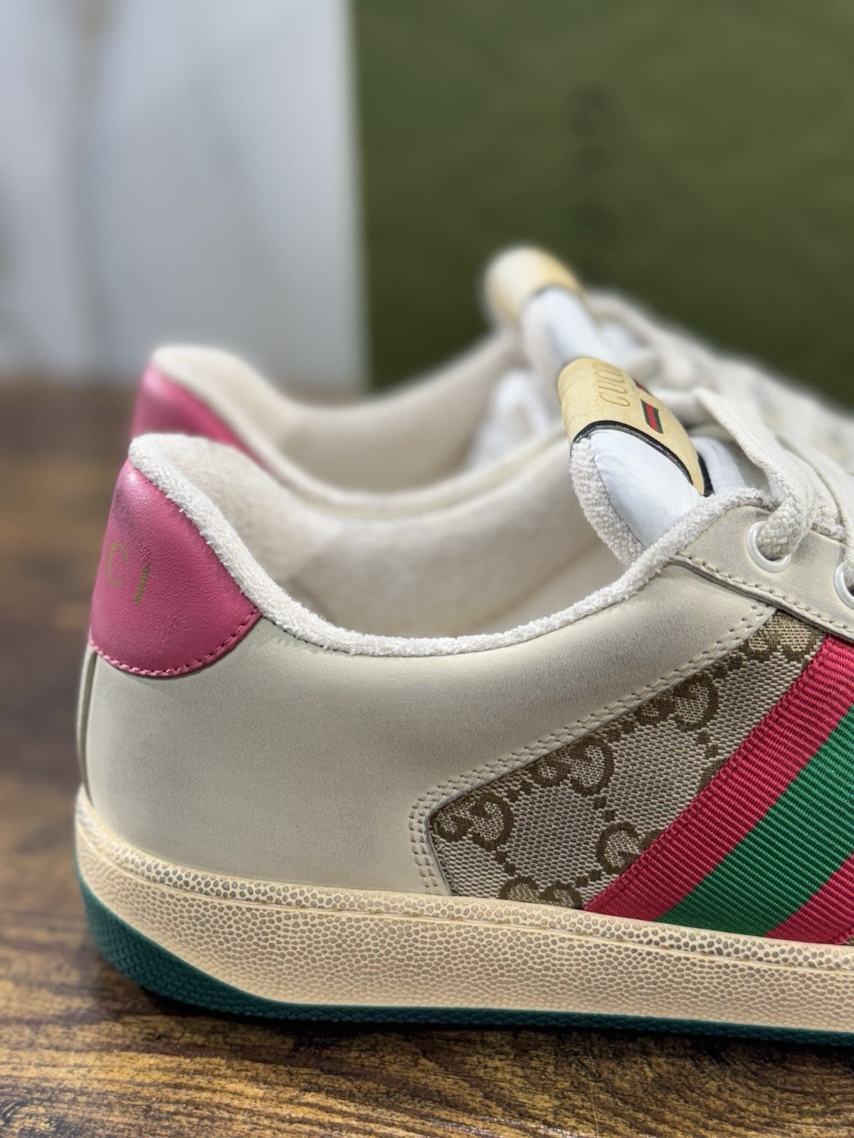 Gucci Screener Sneaker Pelle Rosa Luxury Gucci Shoes Donna 41.5