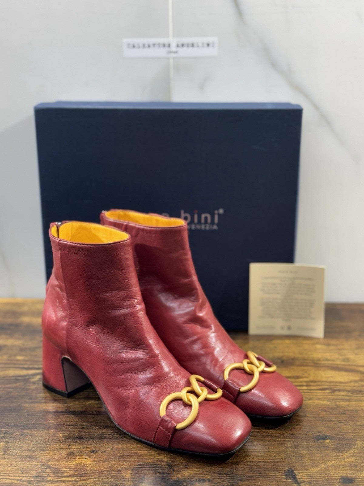 Mara Bini Stivaletto Donna Lavorazione A Sacchetto  Con Tacco Pelle Rosso 37.5