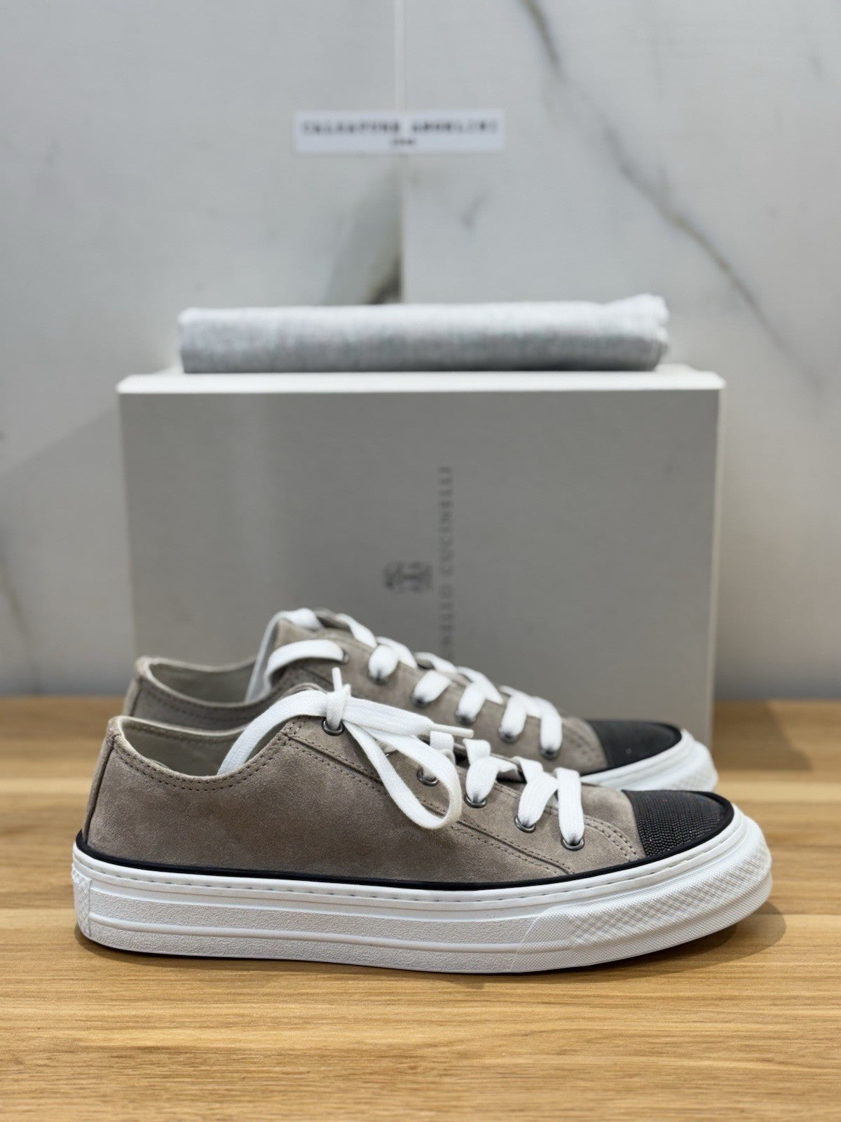 Brunello Cucinelli Sneaker  Suede Grey  Beige Luxury Cucinelli Scarpa Donna 40