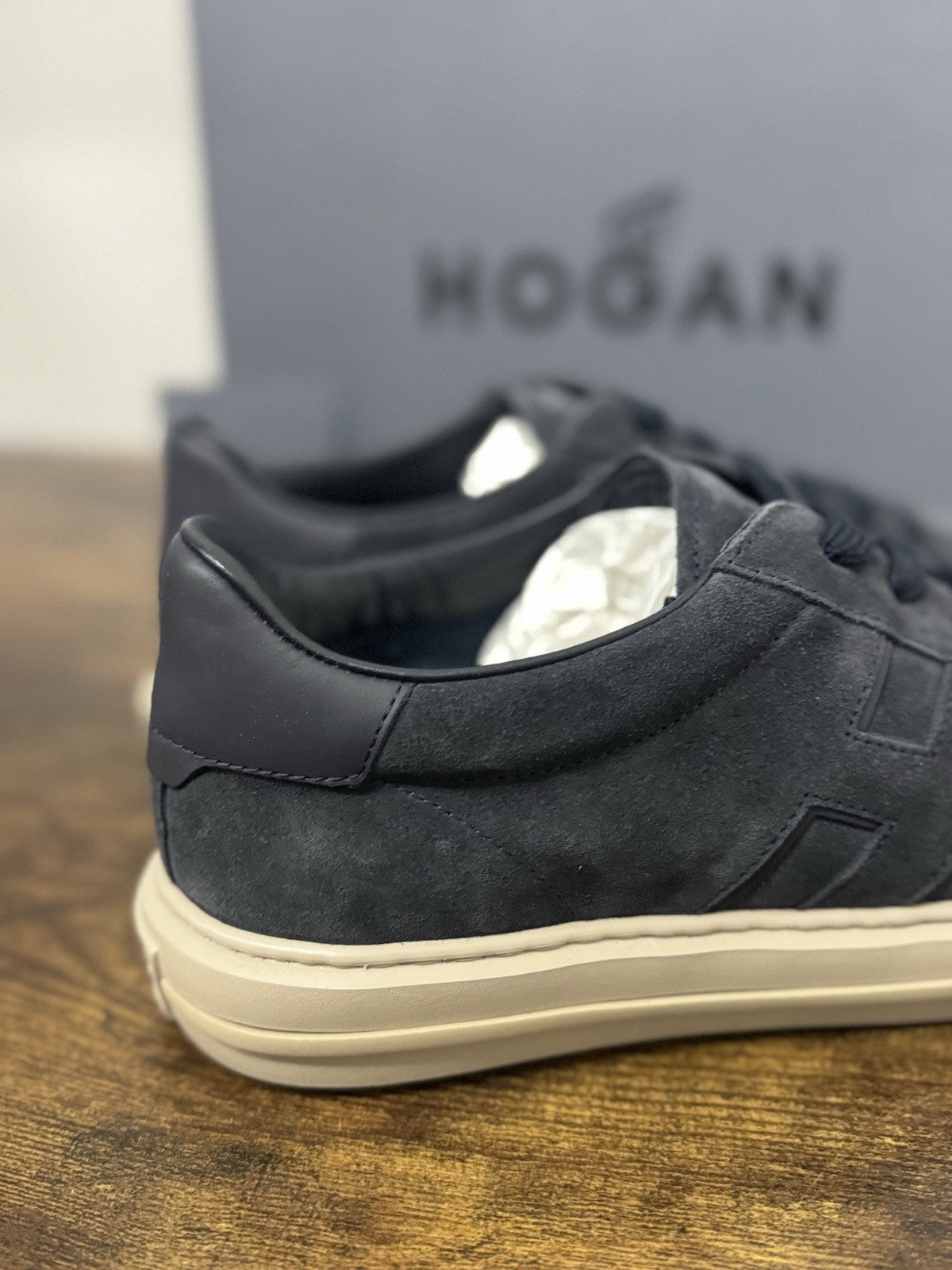 Hogan H691  Sneaker Pelle Suede Blu    Memory Foam Scarpa Hogan Uomo 44