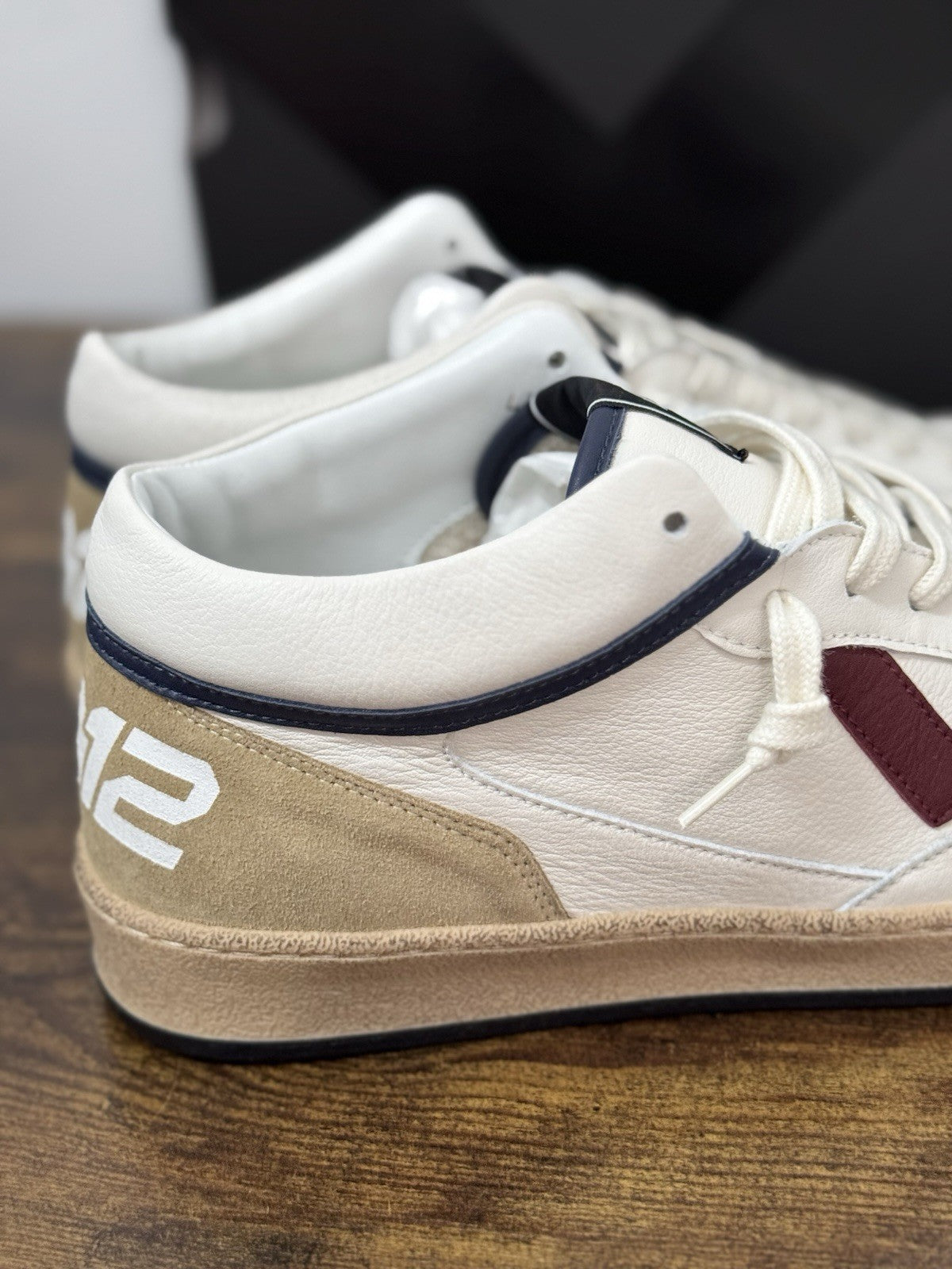 4B12 Sneaker Play New   Pelle Navy Beige Casual Uomo 45
