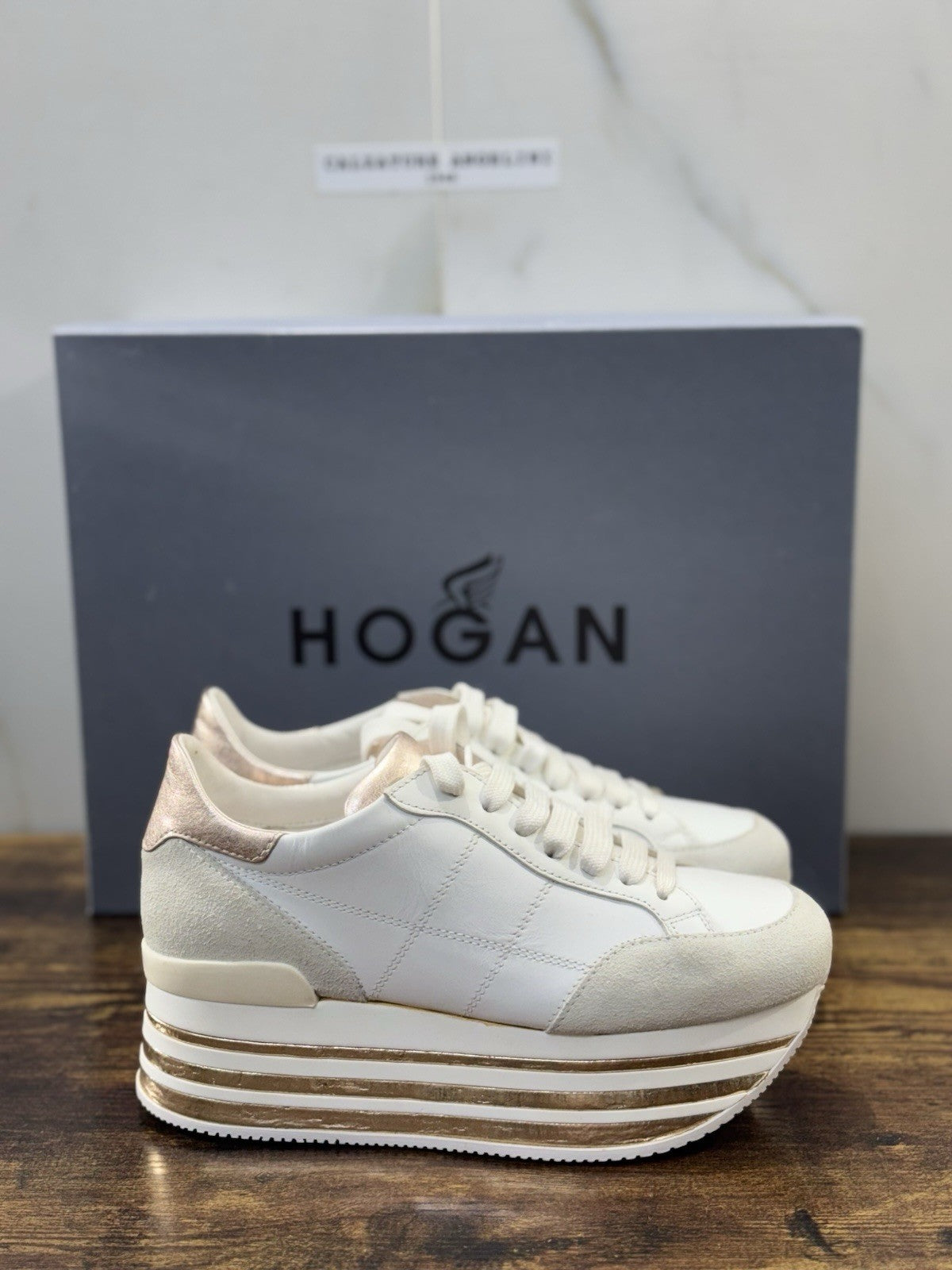 Hogan H283 Sneaker Zeppa Pelle Bianca Casual Hogan Donna 35.5