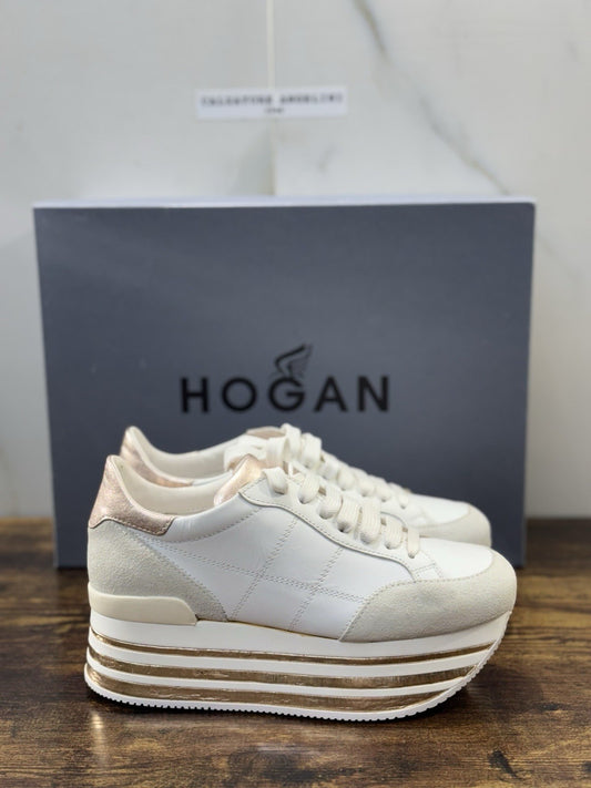 Hogan H283 Sneaker Zeppa Pelle Bianca Casual Hogan Donna 35.5
