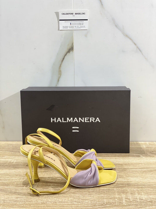 Halmanera Sandalo donna  in pelle Malva Giallo  36