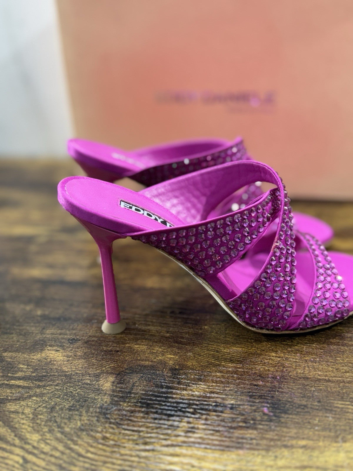 Eddy Daniele Sandalo Magenta   Real Swarovski Con Tacco Donna 37.5