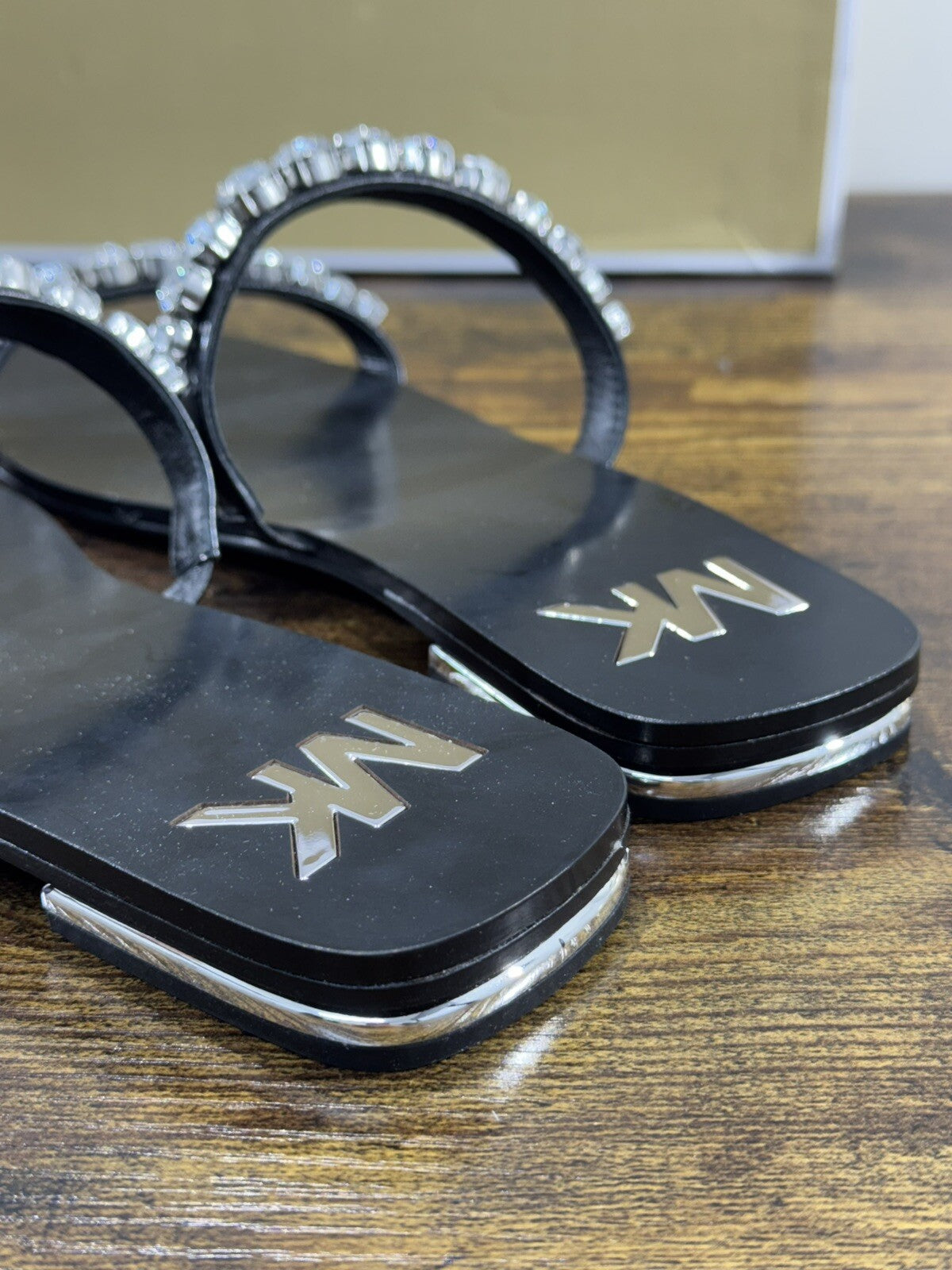 Michael Kors Jessa Flat Sandal Pelle Nero Casual Sandal 38.5