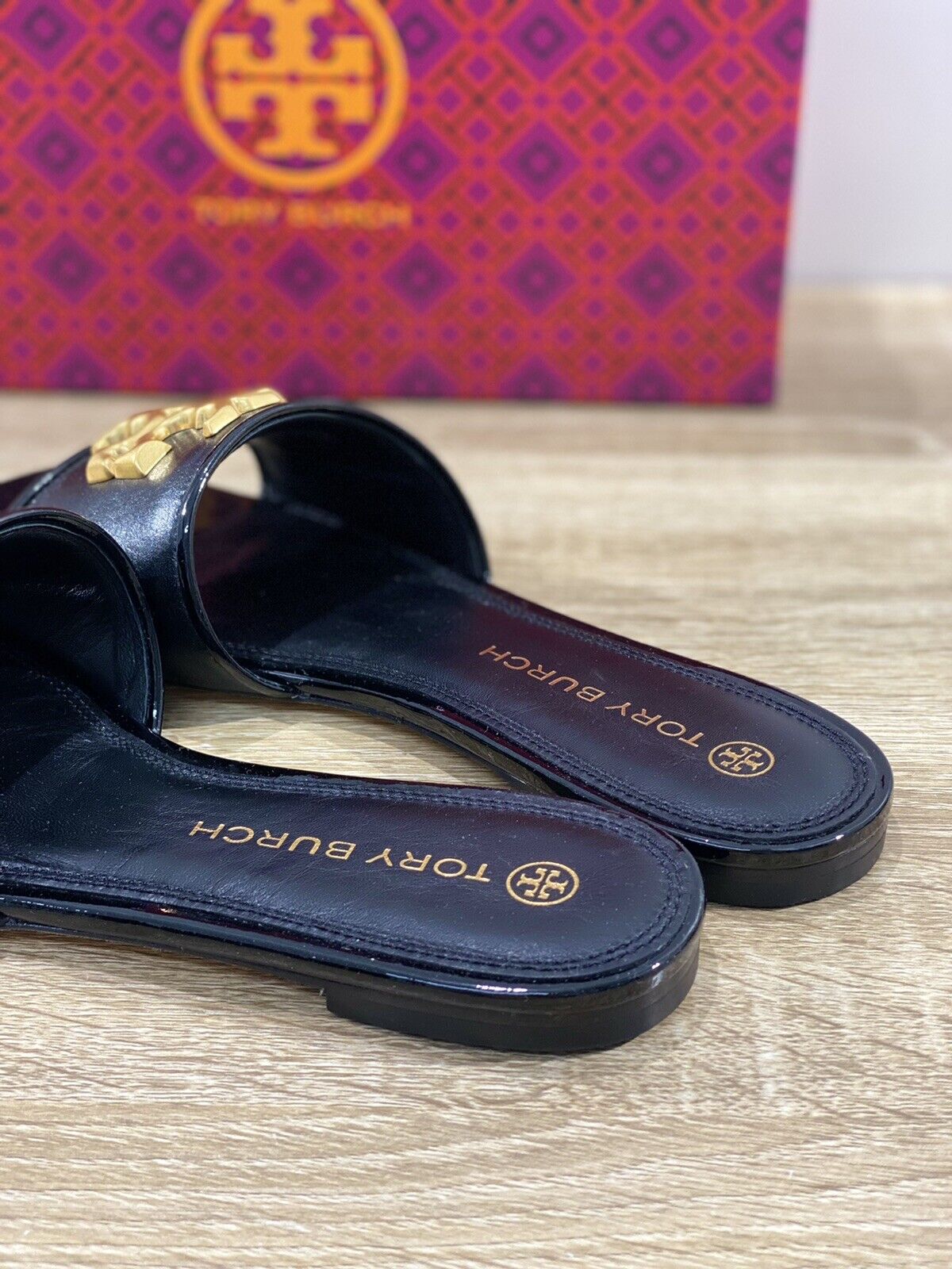 Tory Burch Eleanor Slide   donna pelle Nera Logo luxury woman sandal 36.5