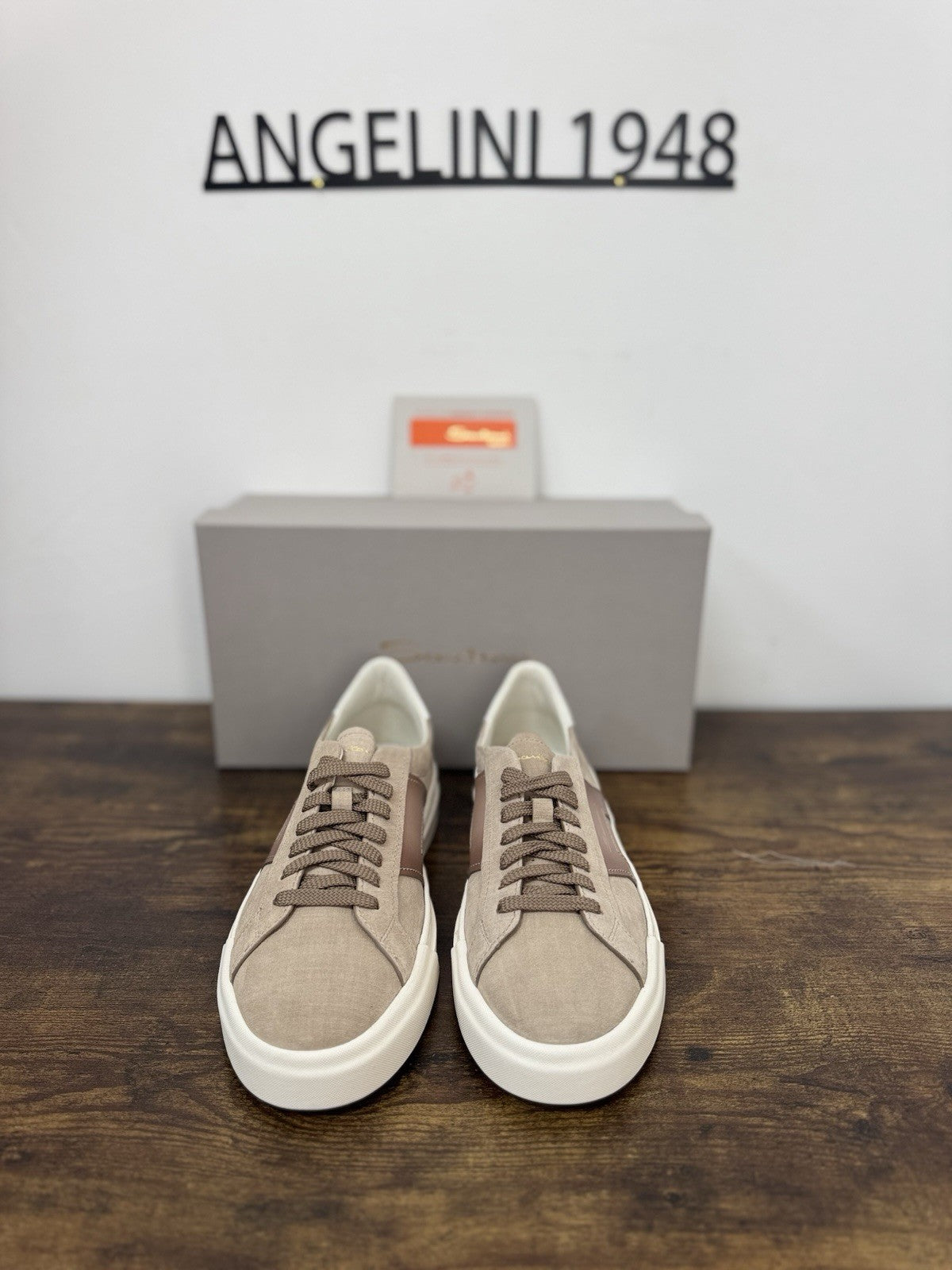 Santoni Sneaker Pelle Beige  Luxury Scarpa Santoni Uomo 41.5