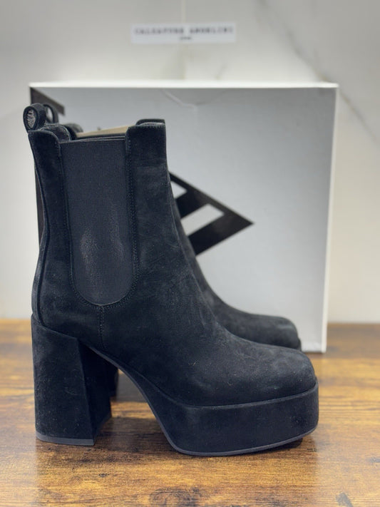 Giampaolo Viozzi Stivaletto Donna Pelle Suede Nero   Con Tacco Made In Italy 36