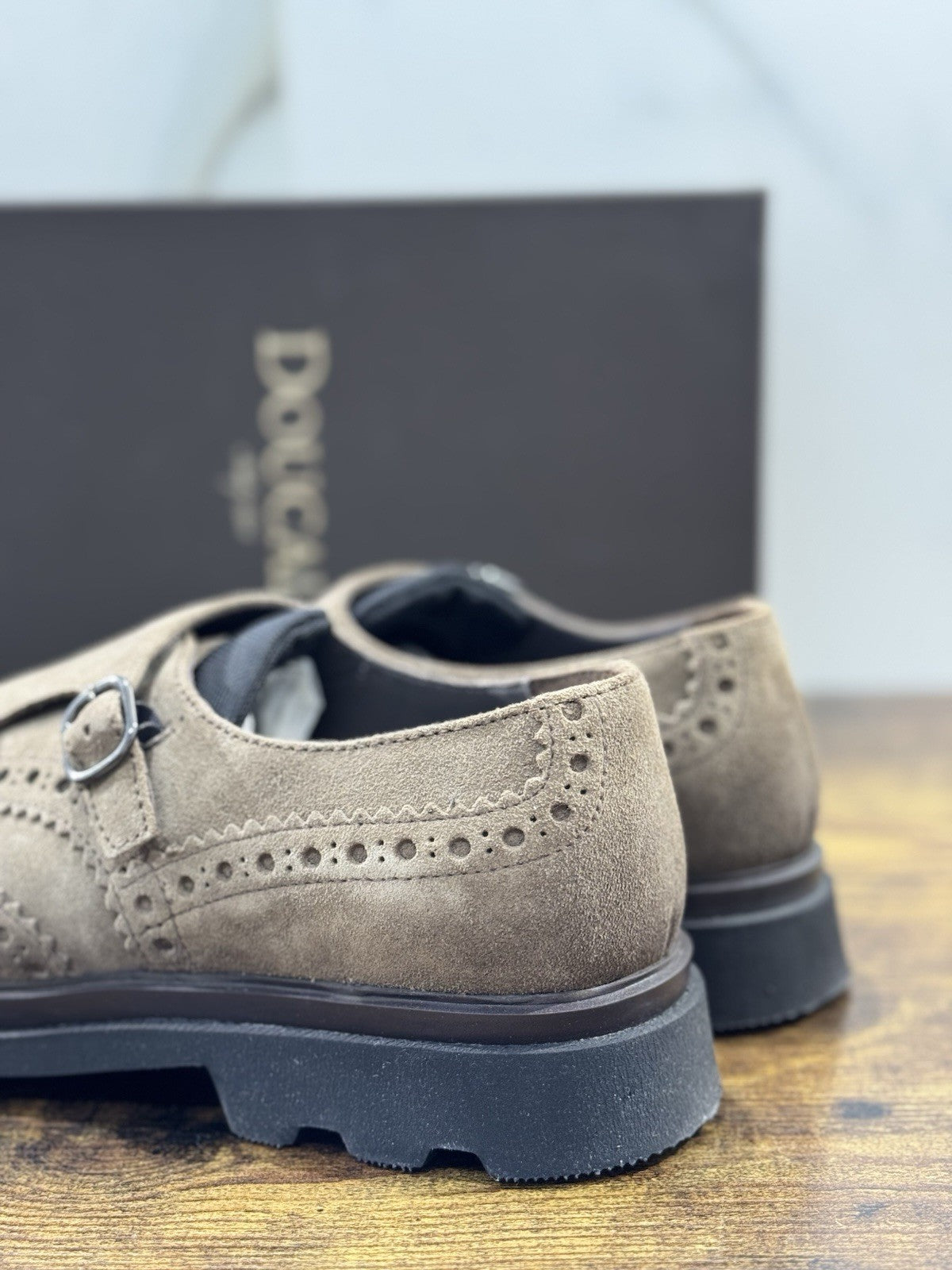 Doucal’s Scarpa Uomo Doppia Fibbia Suede Cacao Luxury Men Doucal’s Shoes 42.5