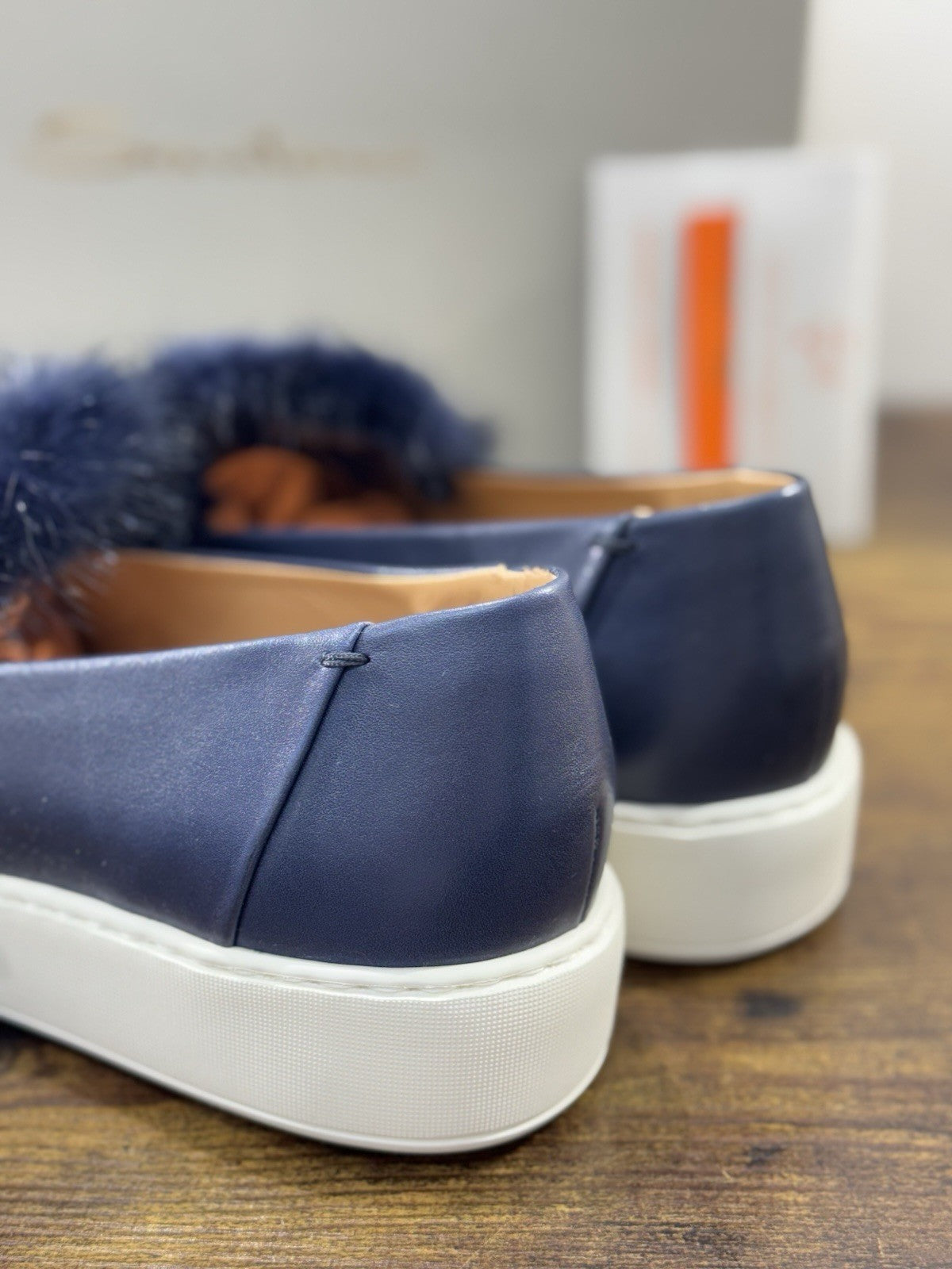 Santoni Sneaker Pelle Blu Visone   Luxury Scarpe Santoni Donna 40.5
