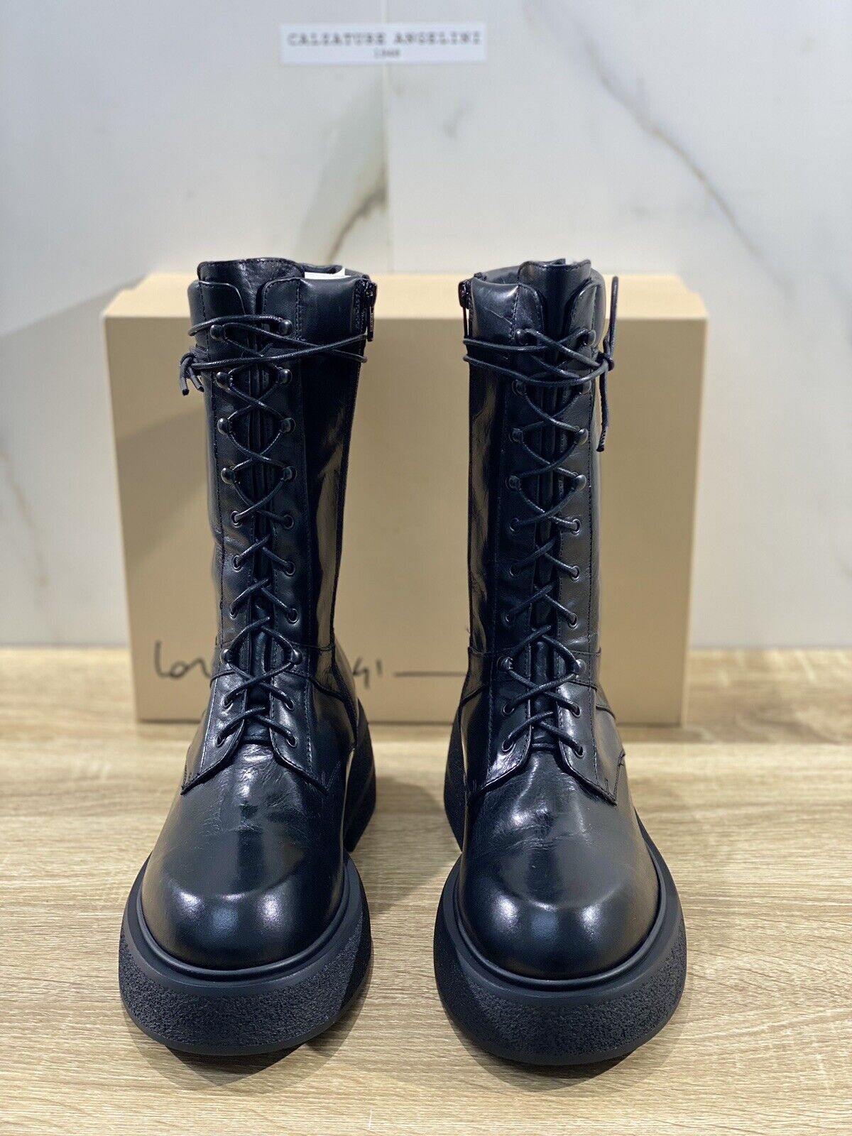 Lorena Paggi Anfibio Boot donna 22453 pelle Nera luxury boot 37