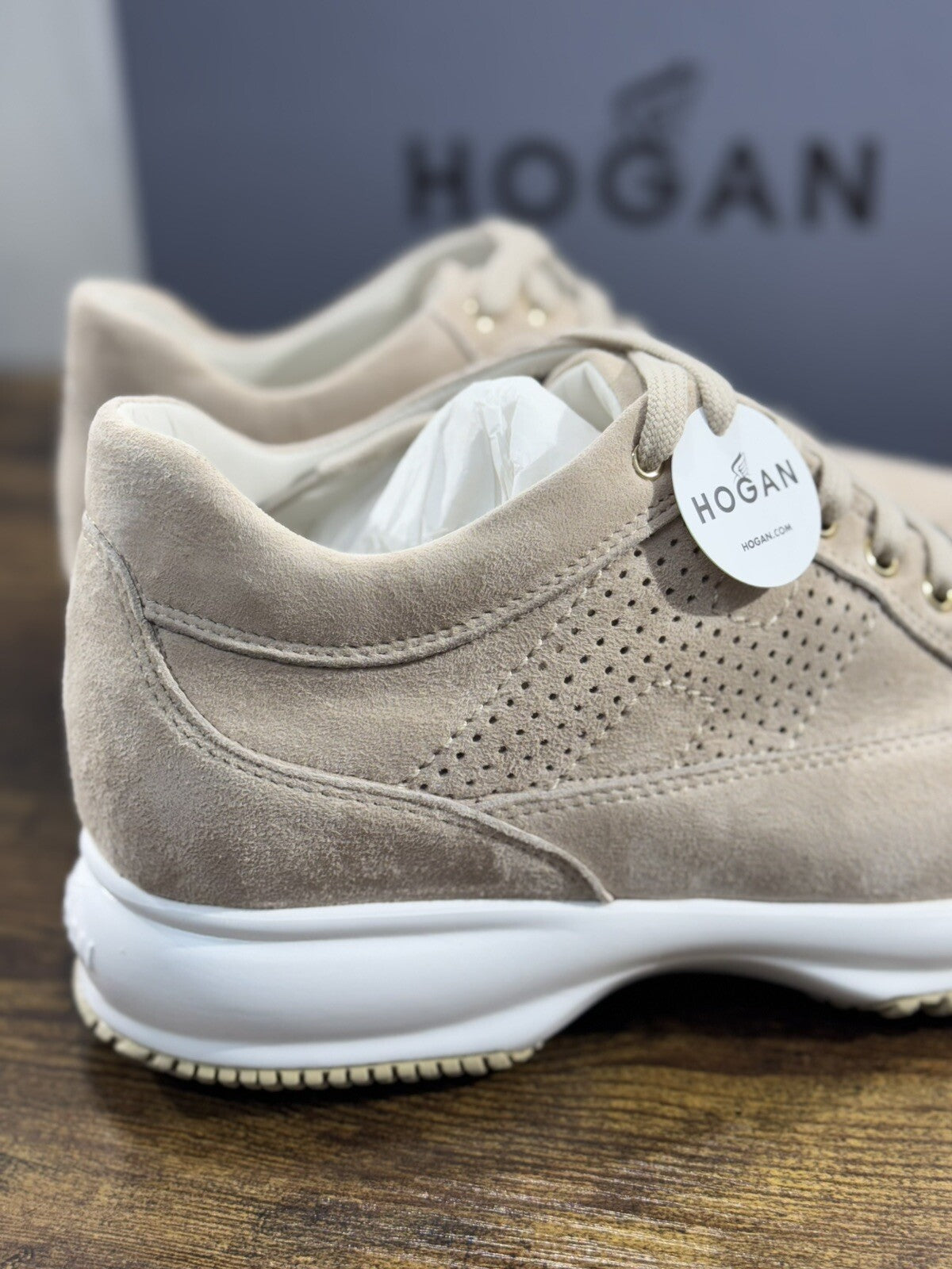 Hogan Interactive Donna Sneaker  Suede Beige   Luxury Hogan Woman H Forata 41