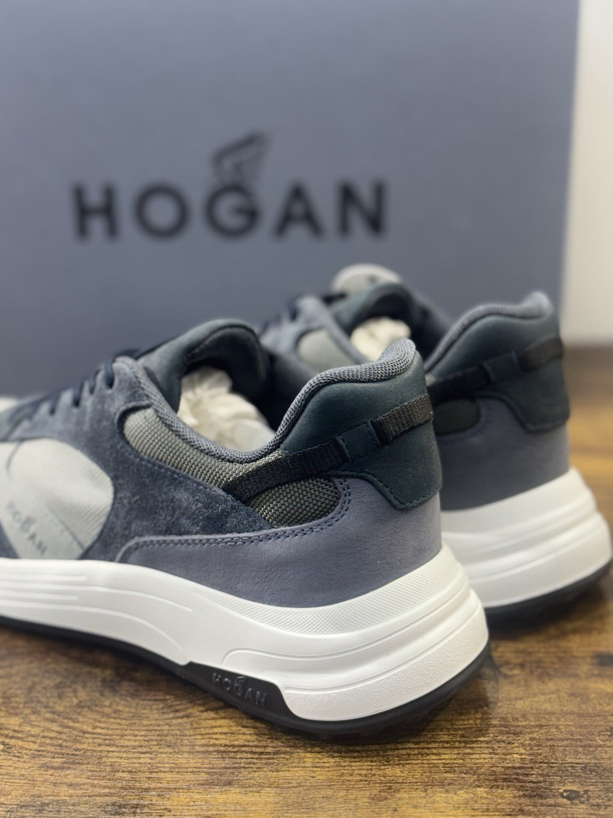 Hogan New Hyperlight Sneaker Pelle Blu  Memory Foam Luxury Hogan Uomo 40.5