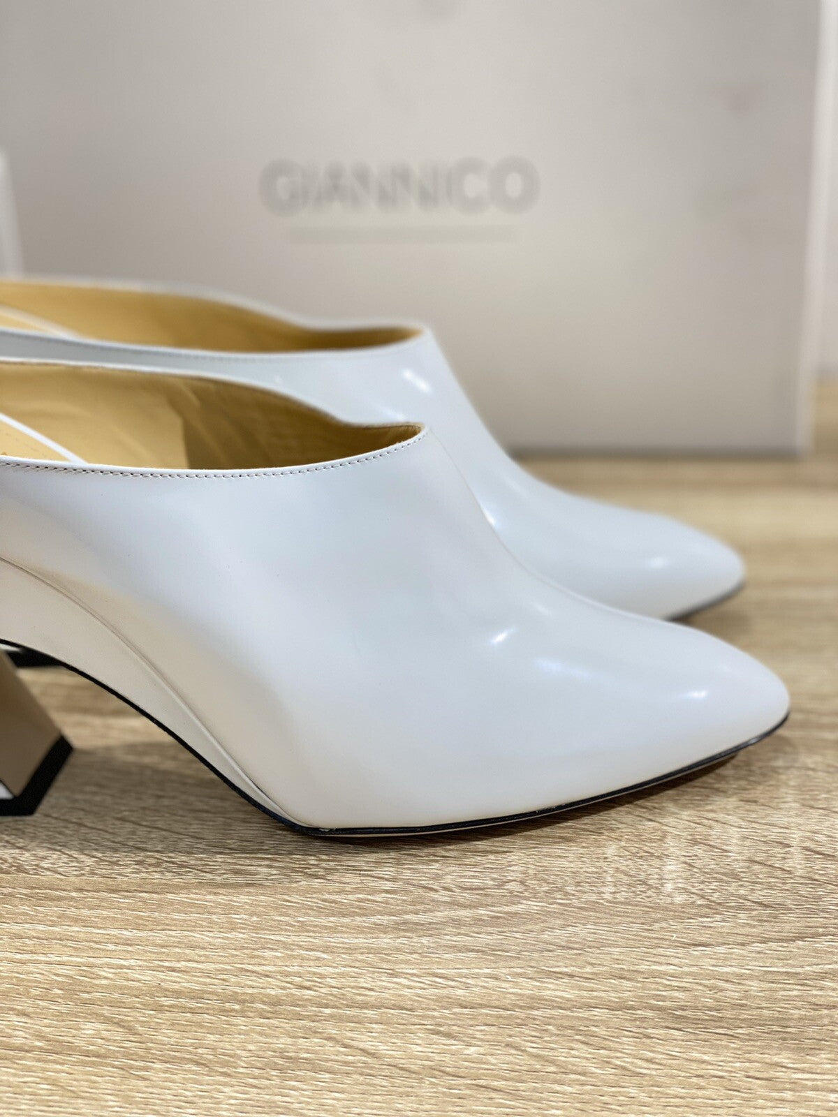 Giannico Scarpa Donna Mules In Vernice Bianca Luxury Woman Giannico Shoes 40