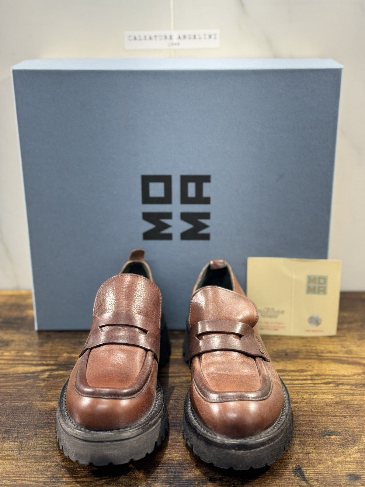 Moma Mocassino Pelle Cuoio   Fatto A Mano In Italia Luxury Moma Boot Donna 39