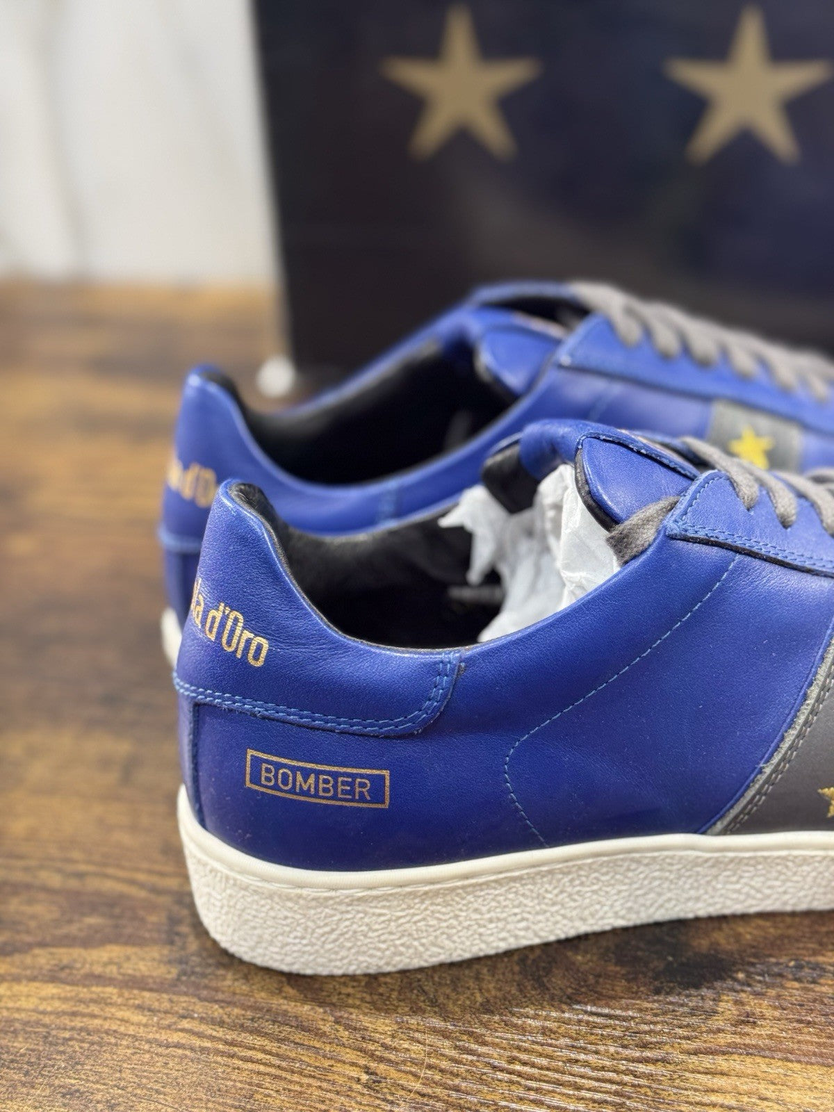 Pantofola D’oro Sneaker  Bomber  Pelle Blu Casual Scarpa  Uomo 39