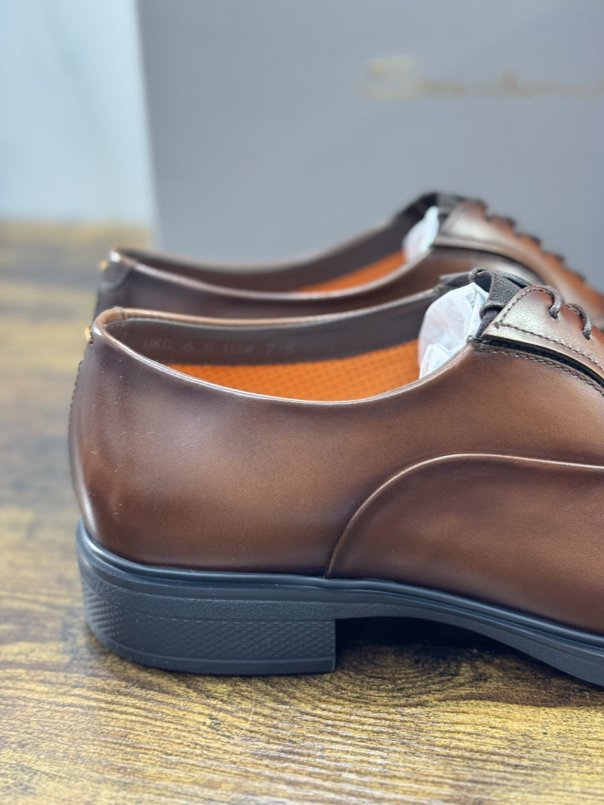 Santoni Stringata Oxford Easy On Pelle Marrone Luxury Santoni Scarpa Uomo 40.5