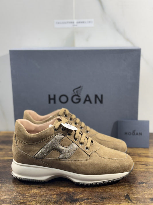Hogan Interactive Donna Sneaker  H Strass  Suede Cuoio  Luxury Hogan 37