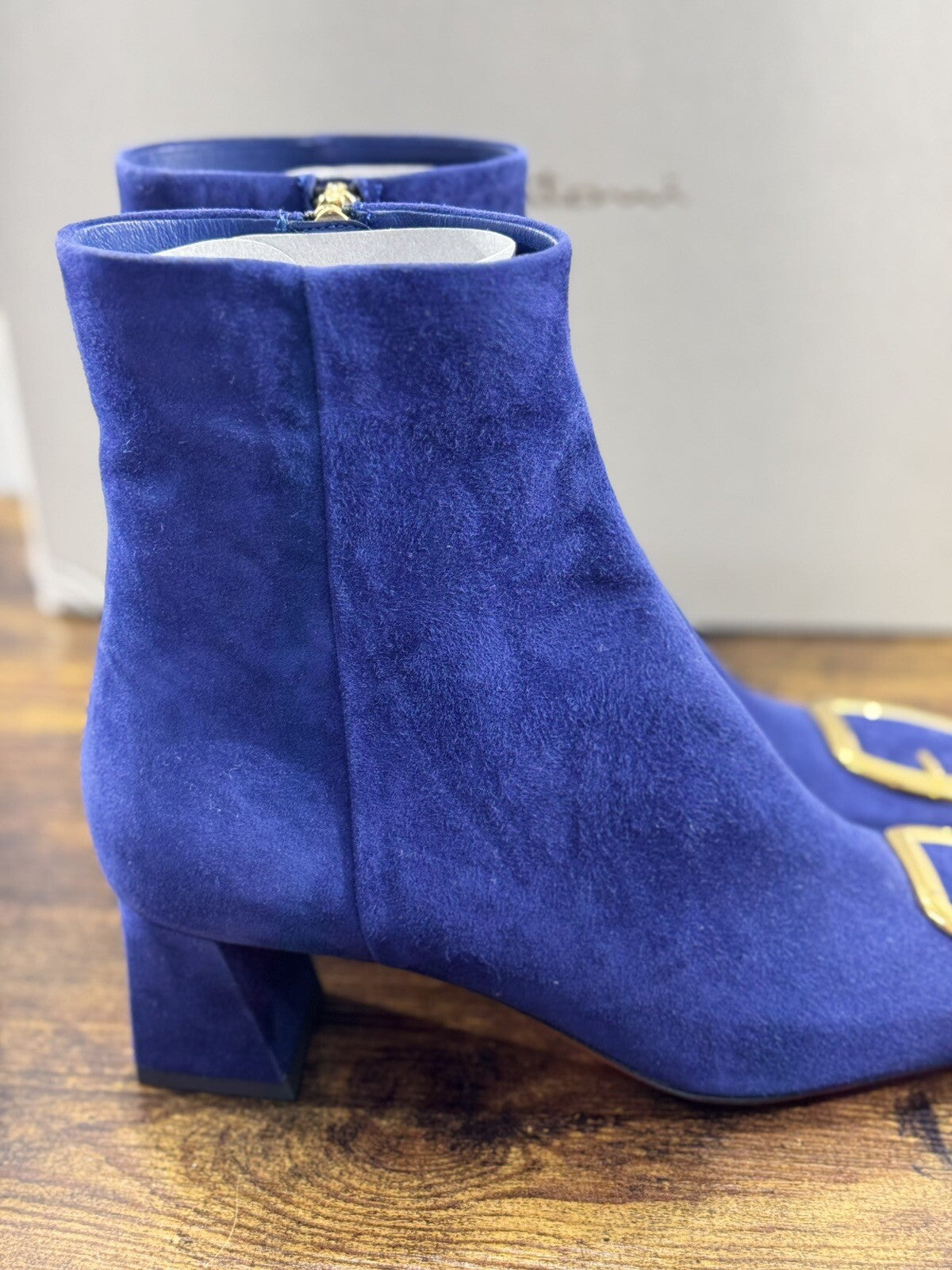 Santoni Stivaletto Donna Pelle Blu  Suede   Casual Luxury Boot Woman 37.5