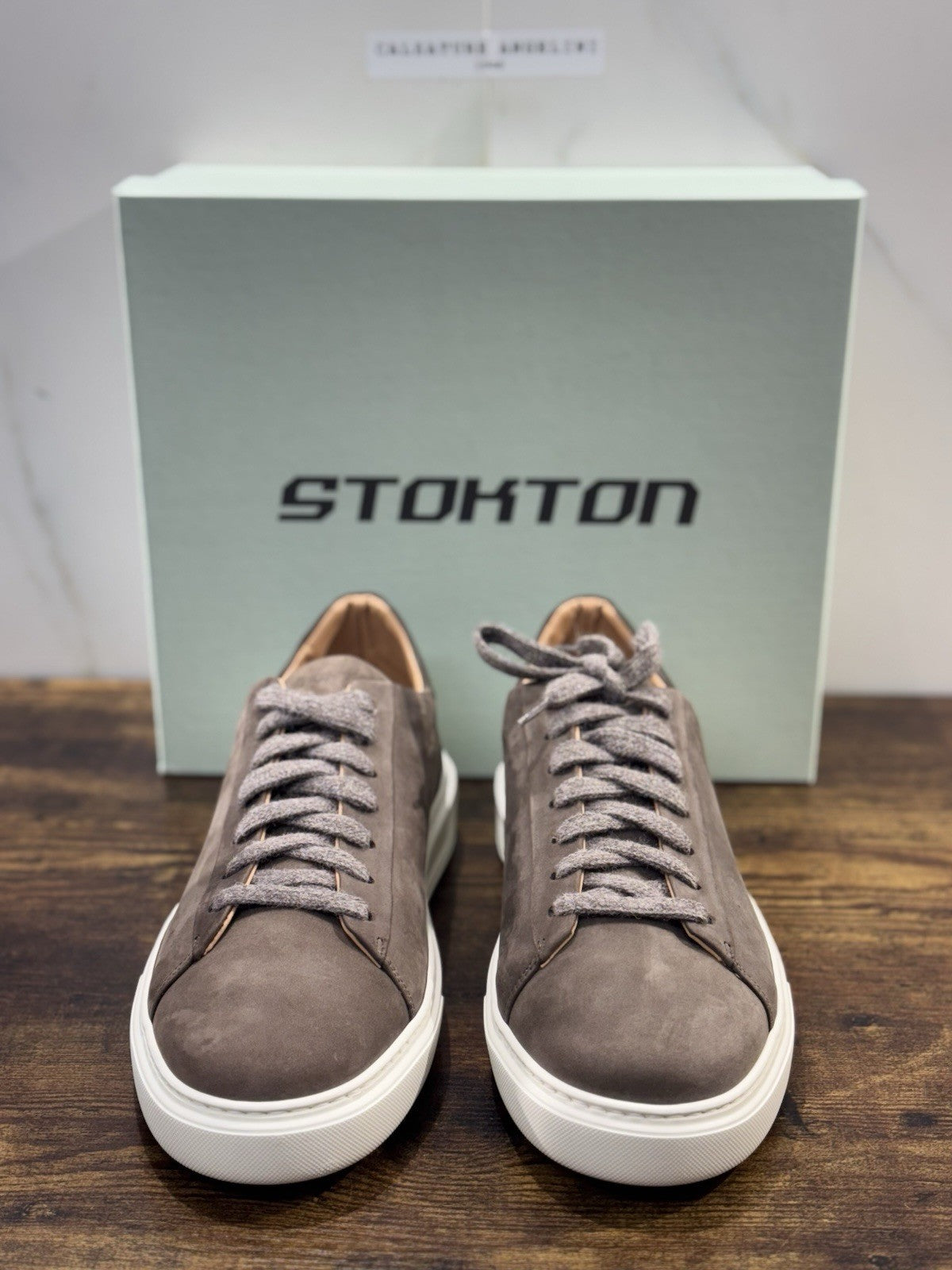 Stokton Sneaker Pelle Nabuk Taupe  100% Made In Italy Uomo 44