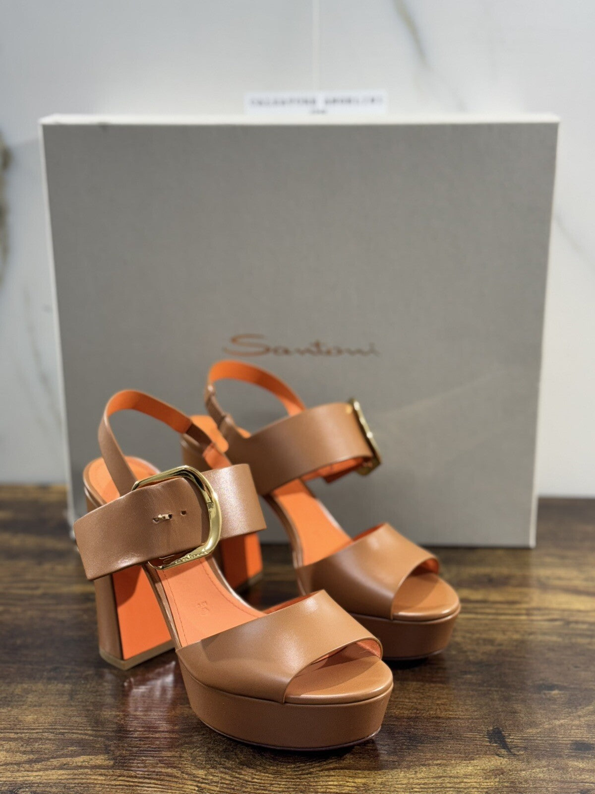 Santoni Sandalo Donna In Pelle Selleria Super Soft Luxury Woman Shoe 38