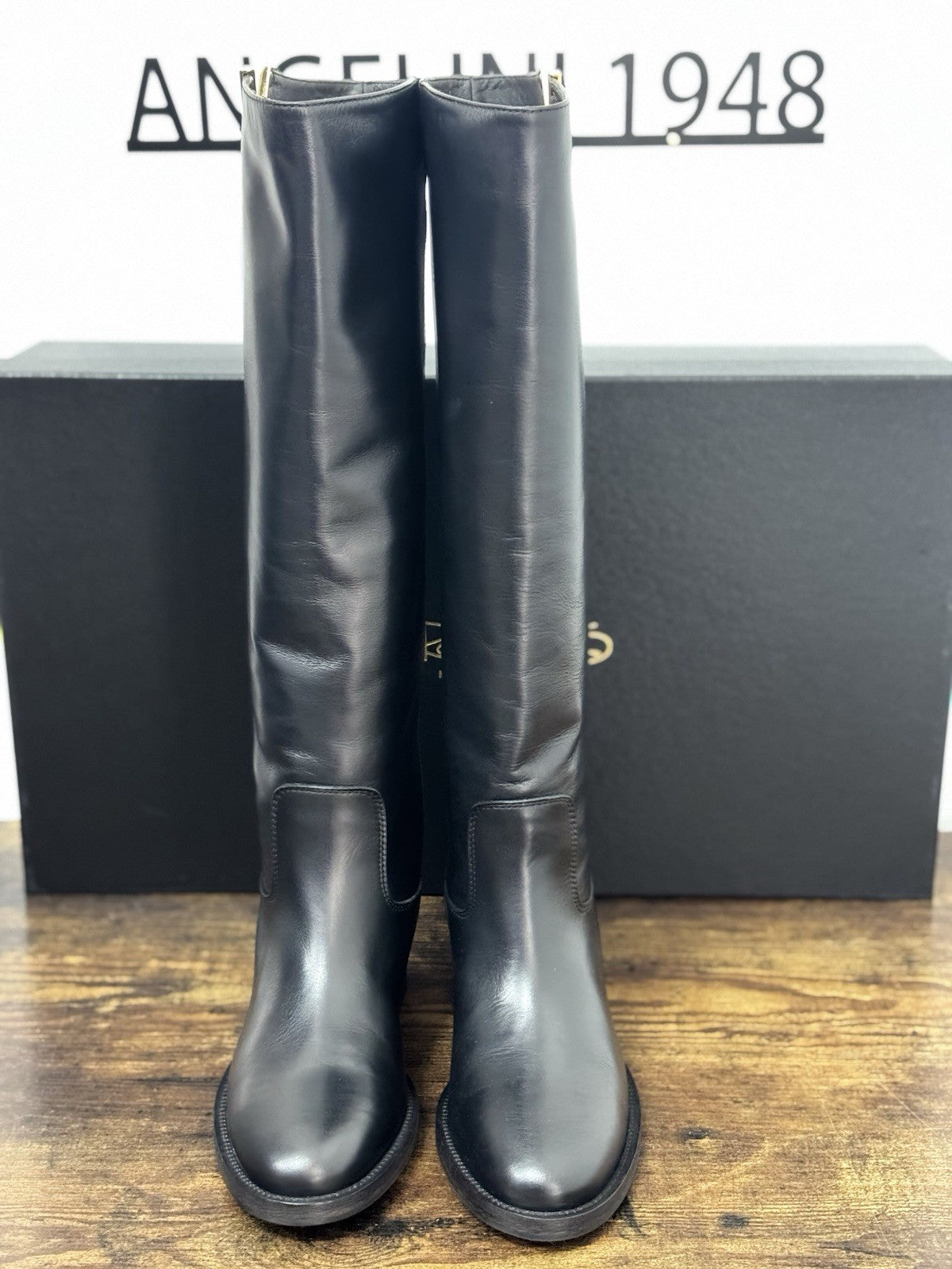 Via Roma 15 Stivale Icon 2568  V Logo Oro Pelle Nera Casual Donna 37.5
