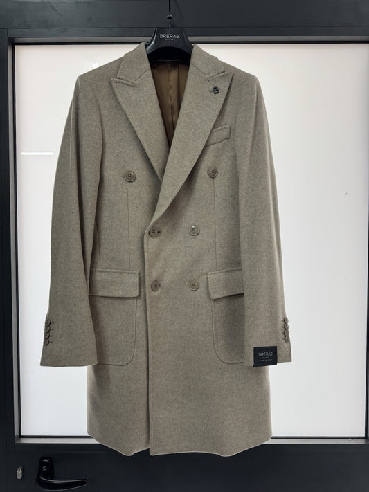 Breras Cappotto Doppiopetto Martingala in pura lana E Cashmere Beige Uomo 48