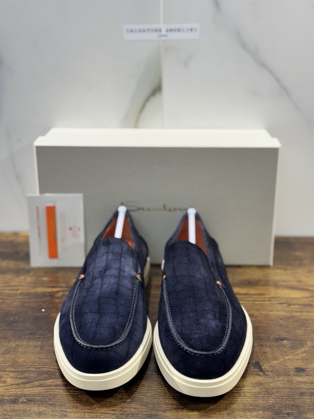 Santoni Mocassino Summer Walk Suede Blu Luxury Santoni Scarpe Uomo 45