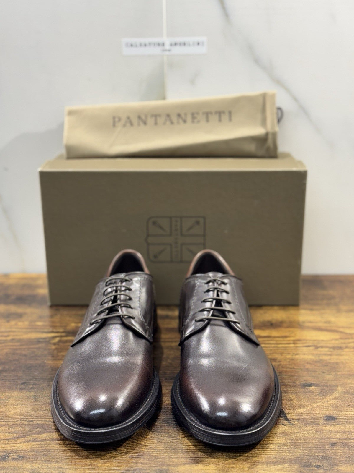 Pantanetti Derby Uomo Pelle Tabacco Casual Luxury Men Shoe 43
