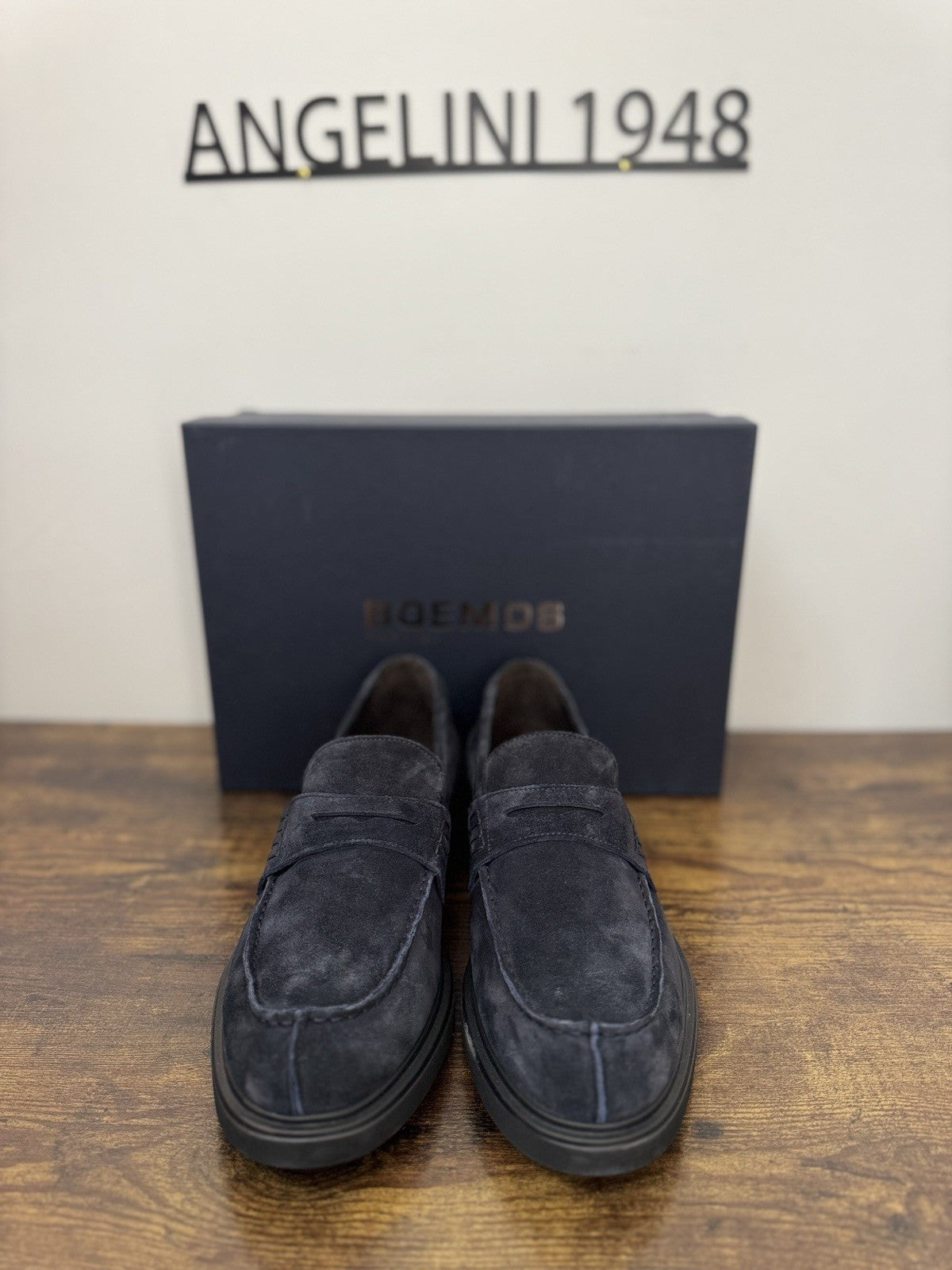 Boemos Mocassino Suede Blu    100% Made In Italy Casual  Uomo 44