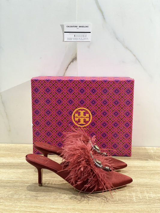 Tory Burch Elodie 65 MM Mule In Seta Bordo’ Luxury 47464 Donna 37.5