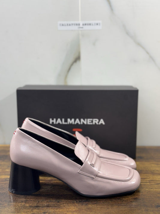 HALMANERA Mocassino   Pelle Malva Con Tacco Luxury Made In Italy Donna 41