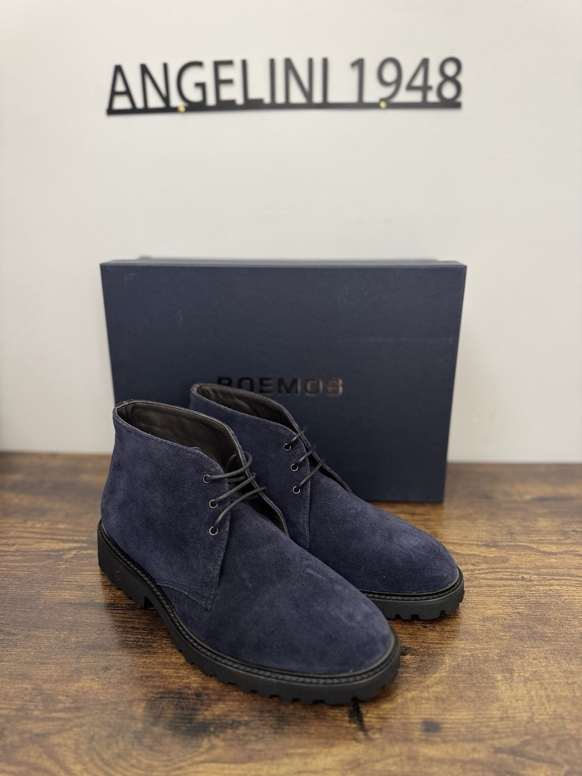 Boemos Polacchino Suede Blu  100% Made In Italy Casual Boot Uomo 44