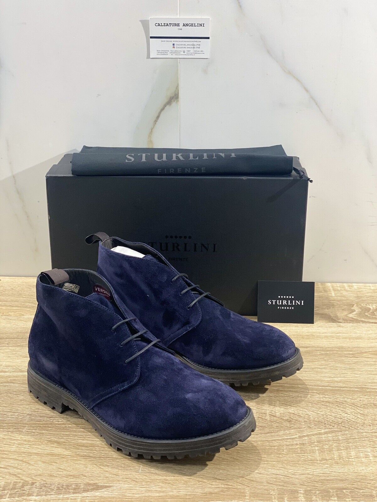 Sturlini firenze polacchino uomo 12003 in suede blu luxury boot men 40.5