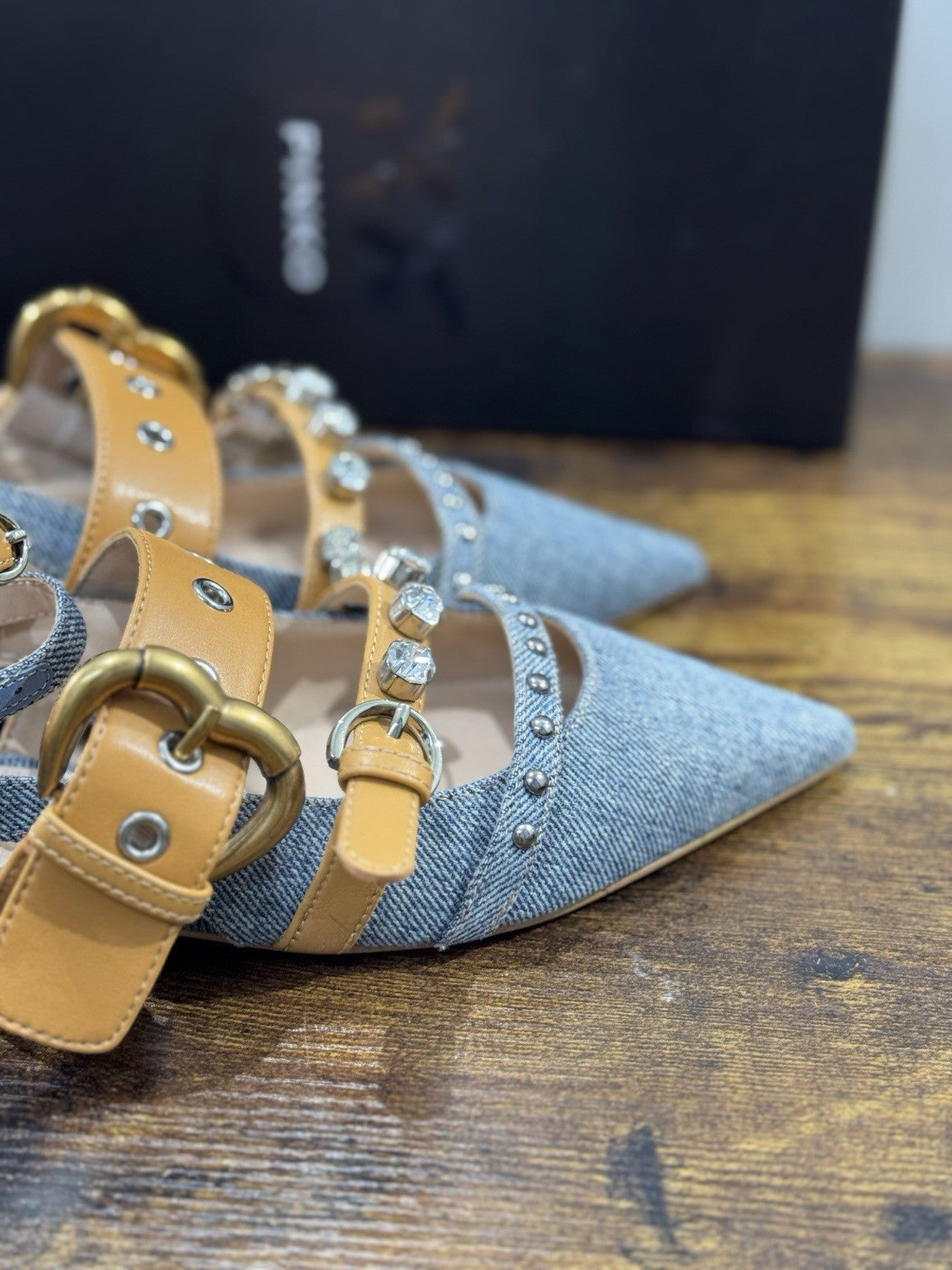 Pinko Ballerina Gianira Sling Back Denim Cuoio   Casual Pinko Donna 36